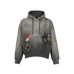 �_�u���b�g �����Y �p�[�J�[�E�X�E�F�b�g�V���c �A�E�^�[ Faded-effect patch-detail hoodie Grey