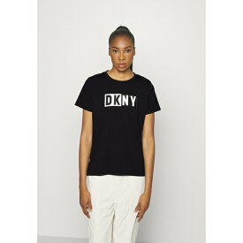 ダナ キャラン ニューヨーク レディース テニス スポーツ TWO TONE LOGO TEE - Print T-shirt - black
