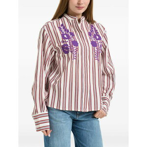 �A���e�B�b�N�o�e�B�b�N ���f�B�[�X �V���c �g�b�v�X Miradi striped-pattern embroidered shirt White