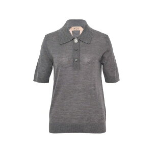 �k���� ���F���g�D�[�m ���f�B�[�X �|���V���c �g�b�v�X Button embellished top Grey