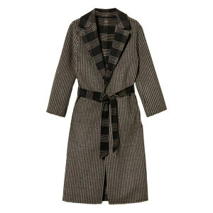 �c�C���Z�b�g ���f�B�[�X �R�[�g �A�E�^�[ Striped-pattern reversible-design coat Black