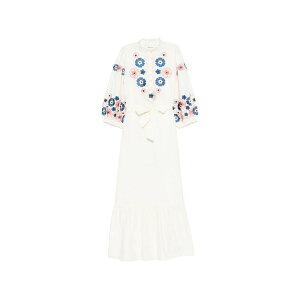 �A���e�B�b�N�o�e�B�b�N ���f�B�[�X �����s�[�X �g�b�v�X Amantina floral-embroidered ruffled dress Neutrals