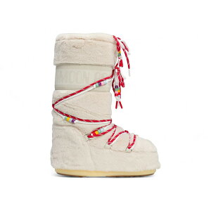 Moon Boot ���[���u�[�c ���f�B�[�X �X�j�[�J�[ �yMoon Boot Icon Faux-Fur White Beads (Women's)�z �T�C�Y US_W_39/41 White/Beads