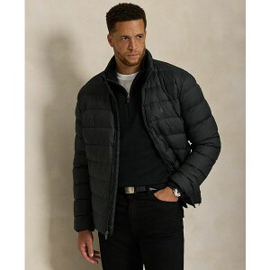 t[ Y WPbgu] AE^[ Men's Big & Tall Packable Mock Neck Jacket Polo Black