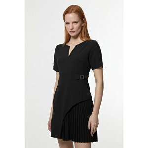 J~ fB[X s[X gbvX Women's Military Pleat Mini Dress Black