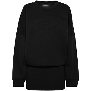 �f�B�[�X�N�G�A�[�h ���f�B�[�X �����s�[�X �g�b�v�X Icon sweatshirt dress Black