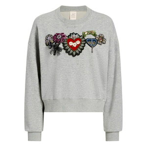 �T���N�A�Z�v�g ���f�B�[�X �j�b�g&�Z�[�^�[ �A�E�^�[ Heritage rose embellished sweatshirt Grey