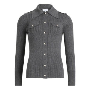 �W�����p�g�D ���f�B�[�X �J�[�f�B�K�� �A�E�^�[ Ribbed collared cardigan Grey