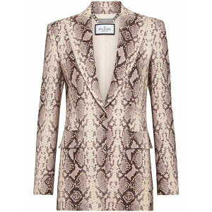 �t�B���b�v�v���C�� ���f�B�[�X �W���P�b�g���u���]�� �A�E�^�[ Python-print satin blazer Neutrals