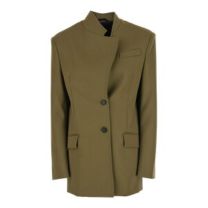 W AeBR fB[X WPbgu] AE^[ Green Jacket With Asymmetric Closure On The Front In Wool Woman Green