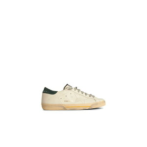 ゴールデングース レディース スニーカー シューズ Super-star Skate' In White Leather With Green Suede Heel Bianco