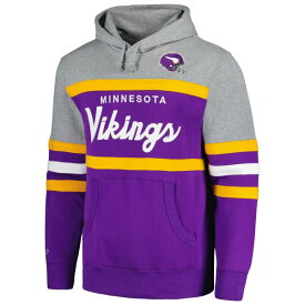 ミッチェル&ネス メンズ パーカー・スウェットシャツ アウター Minnesota Vikings Mitchell & Ness Head Coach Pullover Hoodie Purple/Heather Gray