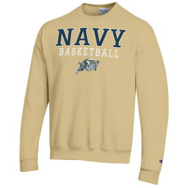 チャンピオン メンズ パーカー・スウェットシャツ アウター Navy Midshipmen Champion Basketball Stack Pullover Crewneck Sweatshirt Gold