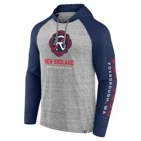 ファナティクス メンズ パーカー・スウェットシャツ アウター New England Revolution Fanatics Branded Deflection Raglan Pullover Hoodie Steel