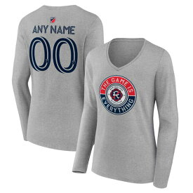 ファナティクス レディース Tシャツ トップス New England Revolution Fanatics Branded Women's The Game Is Everything Personalized Any Name & Number Long Sleeve VNeck TShirt Heather Gray