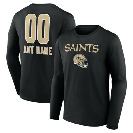 ファナティクス メンズ Tシャツ トップス New Orleans Saints Fanatics Branded Personalized Name & Number Team Wordmark Long Sleeve TShirt Black