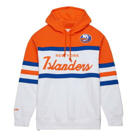 ミッチェル&ネス メンズ パーカー・スウェットシャツ アウター New York Islanders Mitchell & Ness Head Coach Pullover Hoodie White/Orange