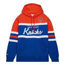 ミッチェル&ネス メンズ パーカー・スウェットシャツ アウター New York Knicks Mitchell & Ness Head Coach Pullover Hoodie Blue/Orange