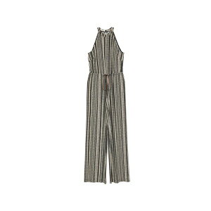 �V�� ���f�B�[�X �����s�[�X �g�b�v�X Striped-pattern drawstring-waist jumpsuit Black