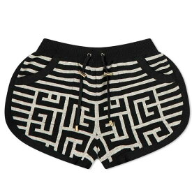 バルマン レディース カジュアルパンツ ボトムス Balmain Striped Monogram Shorts Black