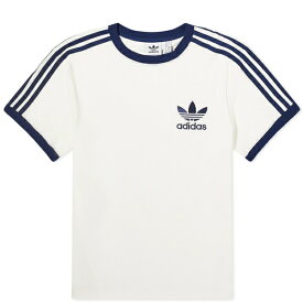 アディダス レディース シャツ トップス Adidas Terry 3 Stripe T-shirt White