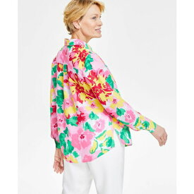 チャータークラブ レディース カットソー トップス Women's 100% Linen Garden Blur Printed Shirt, Created for Macy's Bubble Bath Combo