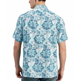 クラブルーム メンズ シャツ トップス Men's Medallion-Print Camp-Collar Resort Shirt, Created for Macy's Gentle Lagoon