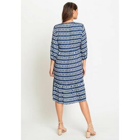 オルセン レディース ワンピース トップス Women's 100% 3/4 Sleeve Tunic Geo Print Dress with Tiered Hem Night blue