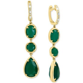 エフィー コレクション レディース ピアス＆イヤリング アクセサリー EFFY&reg; Green Onyx & Diamond (1/10 ct. t.w.) Drop Earrings in 14k Gold 14K Gold