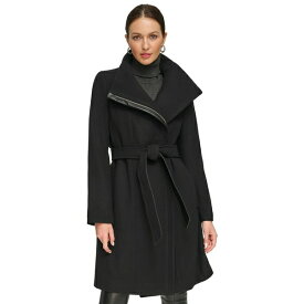 ダナ キャラン ニューヨーク レディース ジャケット＆ブルゾン アウター Women's Asymmetrical Belted Funnel-Neck Wool Blend Coat Black