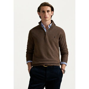 t[ Y jbg&Z[^[ AE^[ KNIT COTTON QUARTER ZIP JUMPER - Jumper - nutmeg brown heather
