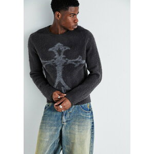 WF[fbh Y jbg&Z[^[ AE^[ BRUSHED CROSS INTARSIA - Jumper - black