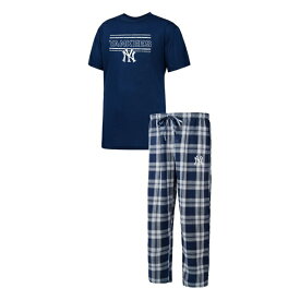 コンセプトスポーツ メンズ Tシャツ トップス New York Yankees Concepts Sport Badge TShirt & Pants Sleep Set Navy/Gray