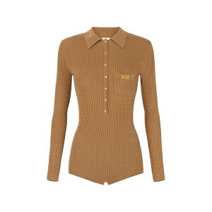 �G���U�x�X�t�����L ���f�B�[�X �����s�[�X �g�b�v�X Micro-cable knit jumpsuit Brown