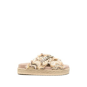 ���E ���f�B�[�X �T���_�� �V���[�Y Fringed crossover-strap sandals Neutrals