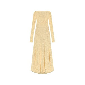 �t�H���e �t�H���e ���f�B�[�X �����s�[�X �g�b�v�X Long-sleeve lace midi dress Yellow