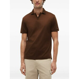 �g�~�[ �q���t�B�K�[ �����Y �|���V���c �g�b�v�X Regular-fit ribbed-trim cotton polo shirt Brown