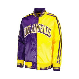 スターター レディース ジャケット＆ブルゾン アウター Women's Purple, Gold Los Angeles Lakers Split Colorblock Satin Full-Snap Varsity Jacket Purple, Gold