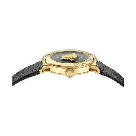 ヴェルサーチ レディース 腕時計 アクセサリー Men's Swiss Medusa Infinite Black Leather Strap Watch 47mm Ip Yellow Gold