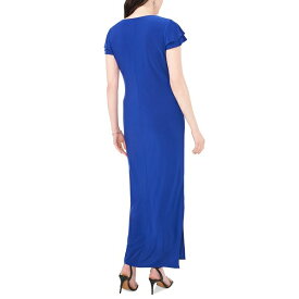 ミスク レディース ワンピース トップス Women's Surplice-Neck Ruffle-Sleeve Maxi Dress Goddess Blue