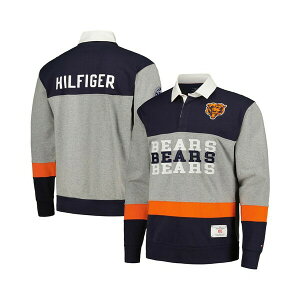 g~[ qtBK[ Y Vc gbvX Men's Navy Chicago Bears Connor Oversized Rugby Long Sleeve Polo Shirt Navy