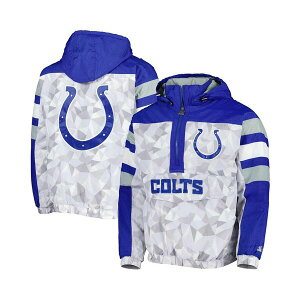X^[^[ Y WPbgu] AE^[ Men's White, Royal Indianapolis Colts Thursday Night Gridiron Raglan Half-Zip Hooded Jacket White, Royal