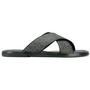 Ferragamo tFK Y Xj[J[ yFerragamo Gancini Leather Pool Slides Gray Blackz TCY US_7(25.0cm) Gray/Black