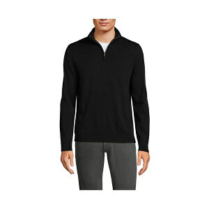 YGh Y jbg&Z[^[ AE^[ Men's Long Sleeve Fine Gauge Cotton Quarter Zip Sweater Black