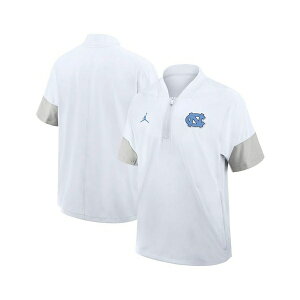 �W���[�_�� �����Y �W���P�b�g���u���]�� �A�E�^�[ Men's White North Carolina Tar Heels 2025 Sideline Short Sleeve Quarter-Zip Coach Jacket White