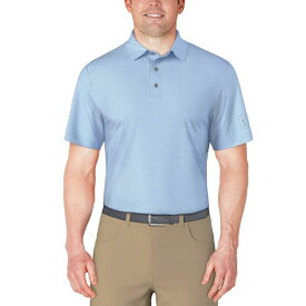 PGAツアー メンズ シャツ トップス Men's Short Sleeve Micro Geo Print Polo Shirt Blissful Blue