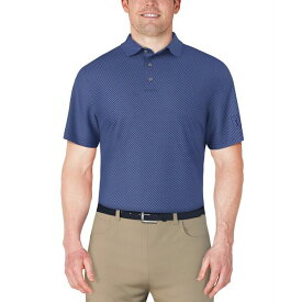 PGAツアー メンズ シャツ トップス Men's Short Sleeve Micro Geo Print Polo Shirt Peacoat