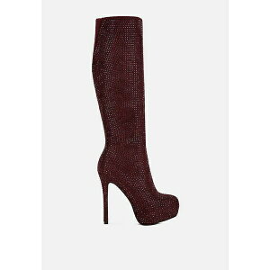 hO fB[X u[c V[Y nebula rhinestone embellished stiletto calf boots Burgundy
