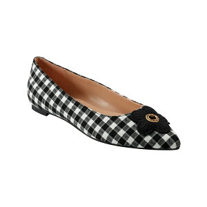 oh[m fB[X T_ V[Y Women's Starry Embellished Flower Slip-On Flats Black/White Gingham