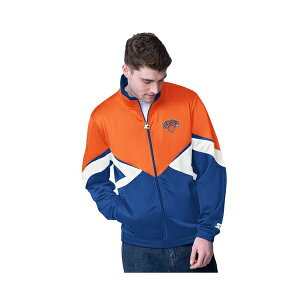 X^[^[ Y WPbgu] AE^[ Men's Orange/Blue New York Knicks Rush Applique Full-Zip Track Jacket Orange, Blue
